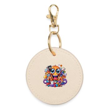 Funny loot octopus full of treasures - Round Keyring - oyster - Front