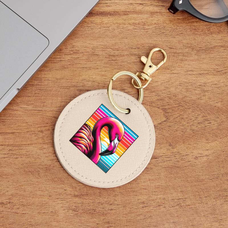 Flamingo Runder Schlüsselanhänger