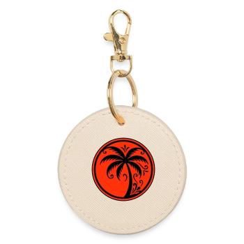 Palm tree icon beach - Round Keyring - oyster - Front