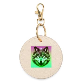 Wolf - Round Keyring - oyster - Front