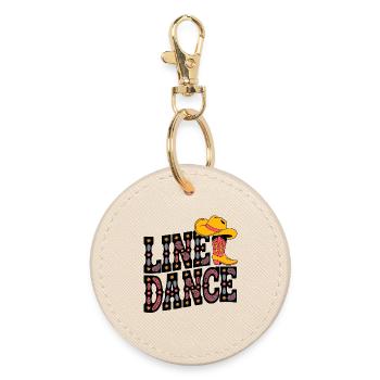 Neon Cowboy Boots Pattern - Round Keyring - oyster - Front