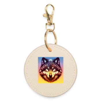 Wolf - Round Keyring - oyster - Front