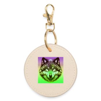 Wolf - Round Keyring - oyster - Front