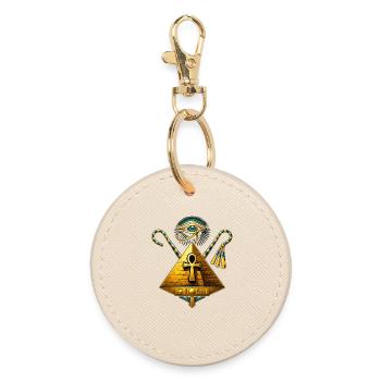 Ankh-Pyramide und Goldenes Auge des Horus - Runder Schlüsselanhänger - Auster - Vorne