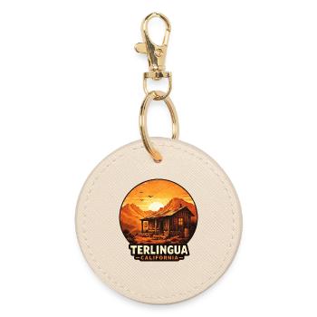 Terlingua Desert Cabin Sunset Motif - Round Keyring - oyster - Front