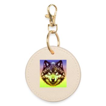 Wolf - Round Keyring - oyster - Front