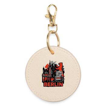 Berlin Skyline Bär - Runder Schlüsselanhänger - Auster - Vorne