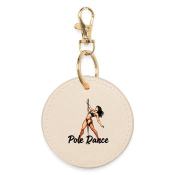 Pole Dance Silhouette – Elegante Pin-Up Kunst - Runder Schlüsselanhänger - Auster - Vorne