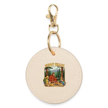 Respect Wildlife ,Campfire Bigfoot - Round Keyring - oyster - Front