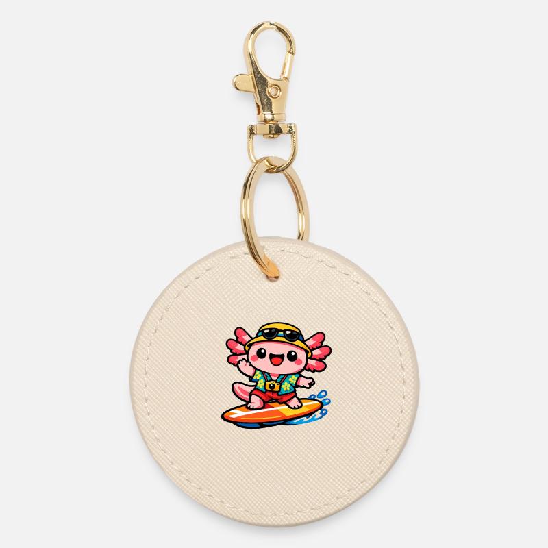 Axolotl héros de la plage de surf de Kawaii - Porte-clés rond - huître