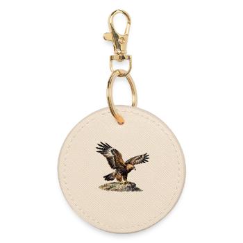 Eagle in flight on steep rock - Round Keyring - oyster - Front