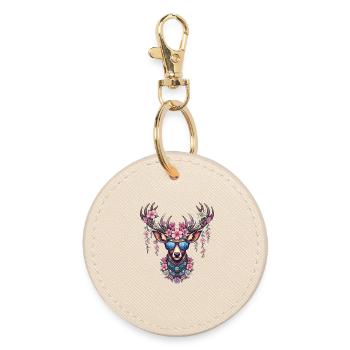 Trachtenshirt Damen Trachten T-Shirt Hirsch weiß - Round Keyring - oyster - Front