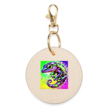 Gecko - Round Keyring - oyster - Front