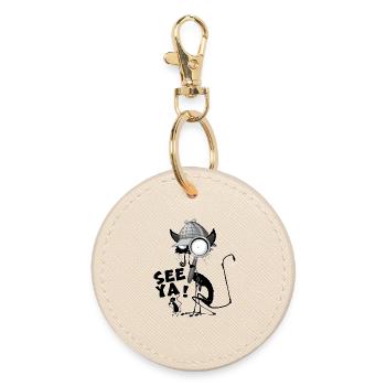 "SEE YA!" Black Cat and Mouse Funny Meme - Porte-clés rond - huître - Devant