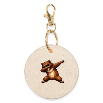 Dabbing Grizzly - Round Keyring - oyster - Front