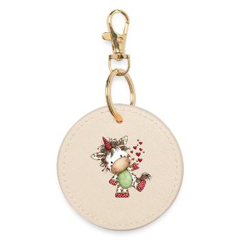 Licorne Cœur Mignon : Design de bande dessinée ludique - Porte-clés rond - huître - Devant