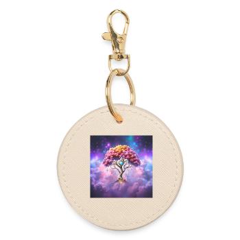 Kosmischer Edelsteinbaum - Runder Schlüsselanhänger - Auster - Vorne