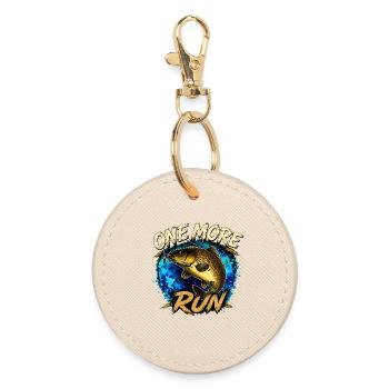 One More Run Carp Fishing Design - Round Keyring - oyster - Front