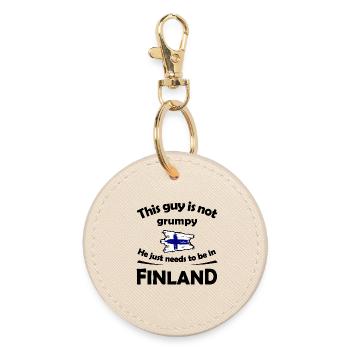 Brushstroke Finland Flag - Round Keyring - oyster - Front
