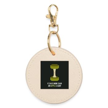 Fitness Motivation Apple Gym Poster - Round Keyring - oyster - Front