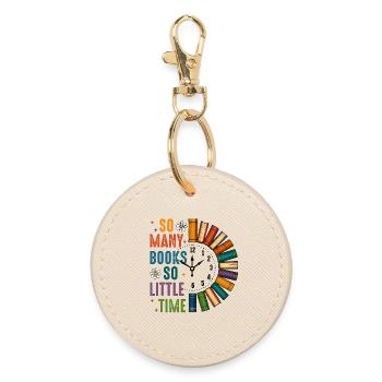 So many books, so little time bookworm gift - Round Keyring - oyster - Front