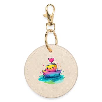Bateau Cœur dans la Mer Arc-en-ciel - Porte-clés rond - huître - Devant