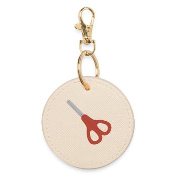 Red Scissors Icon - Round Keyring - oyster - Front