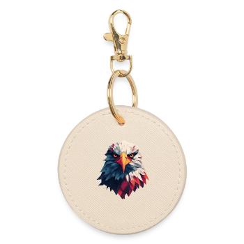 Majestic eagle piercing gaze - Round Keyring - oyster - Front