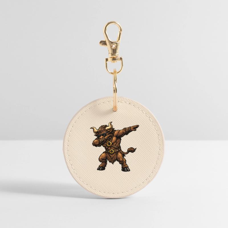 Dabbing Minotaur Round Keyring