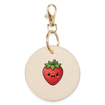 Fraise mignonne - Kawaii aux fruits d’été mignonne - Porte-clés rond - huître - Devant