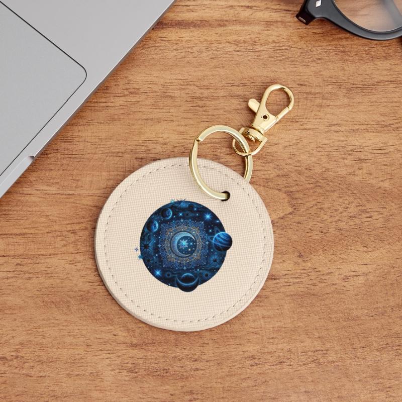 Space Planets Galaxies Stars Moons Round Keyring