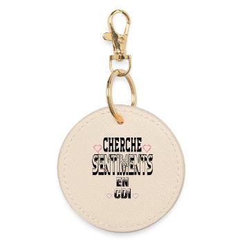 Cherche Sentiments en CDI - Porte-clés rond - huître - Devant