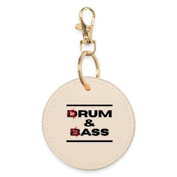Drum & Bass / Rum & Ass (Black Letters) - Round Keyring - oyster - Front