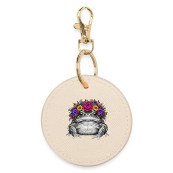 Toad with flower crown - Round Keyring - oyster - Front