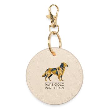 Golden Retriever Low-Poly - Pure gold, pure heart - Runder Schlüsselanhänger - Auster - Vorne