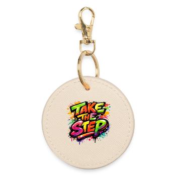 Take_the_Step - Round Keyring - oyster - Front