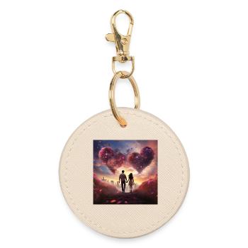 Heart cloud in evening light - Round Keyring - oyster - Front