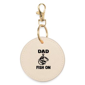 dad_fish_on - Round Keyring - oyster - Front