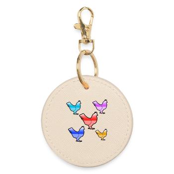 Chickens - Round Keyring - oyster - Front