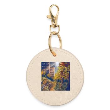 Autumn route between city and park - Round Keyring - oyster - Front