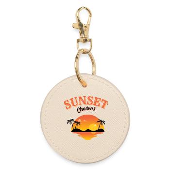 Sunset Chasers Tropical Evening Vibes - Round Keyring - oyster - Front