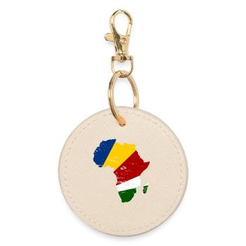 Seychellen_Flagge_Afrika_used - Round Keyring - oyster - Front