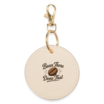 Bean there Done that - Kaffee Spruch lustig Bohne - Runder Schlüsselanhänger - Auster - Vorne