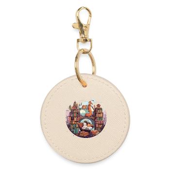 Dragon Library Reading Room Adventure - Round Keyring - oyster - Front