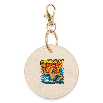 Retro Water Polo Power Shot - Round Keyring - oyster - Front