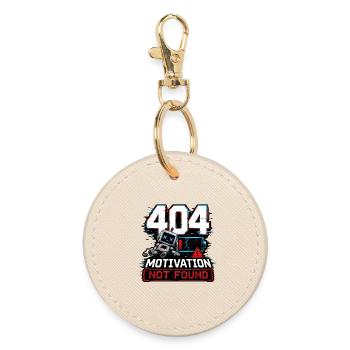 404 Motivation Not Found Robot - Round Keyring - oyster - Front