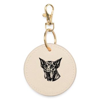 Chien dogue allemand - Porte-clés rond - huître - Devant