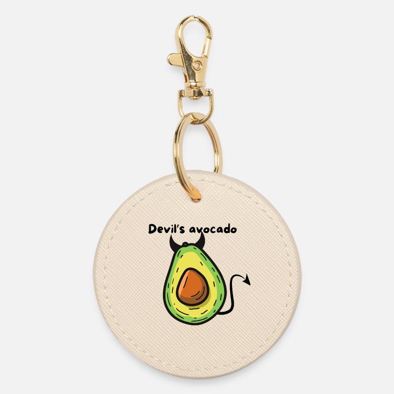 Avocado Demon Pop Cartoon - Round Keyring - oyster