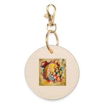 Vol en cercle d’oiseaux coloré - Porte-clés rond - huître - Devant
