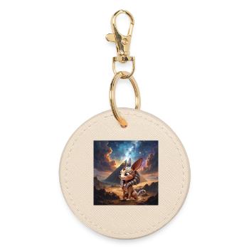 Pharaoh cat in stellar desert - Round Keyring - oyster - Front